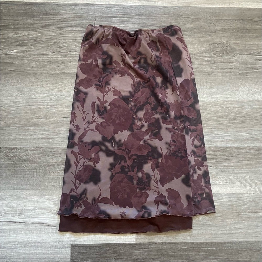 vintage purple floral midi skirt